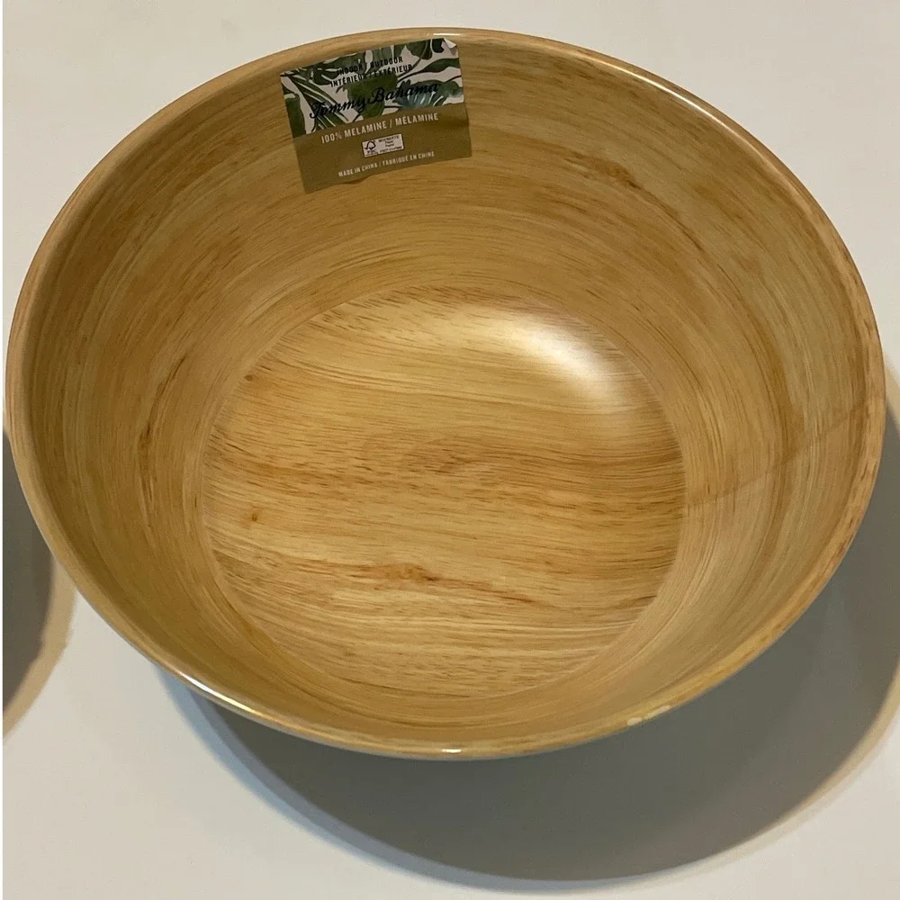 Tommy Bahama Salad Bowl Set 5pc Wood‎ Grain Melamine Coastal Outdoor Serving NEW